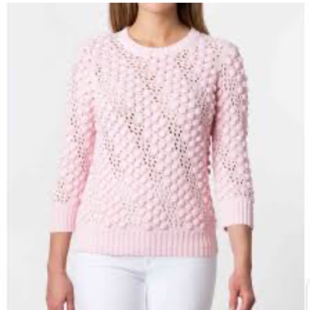 Kinross Pink Cotton Bobble Sweater